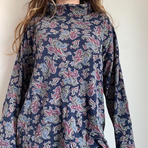 Paisley print vintage style 90’s turtle neck - Picture 2 of 4